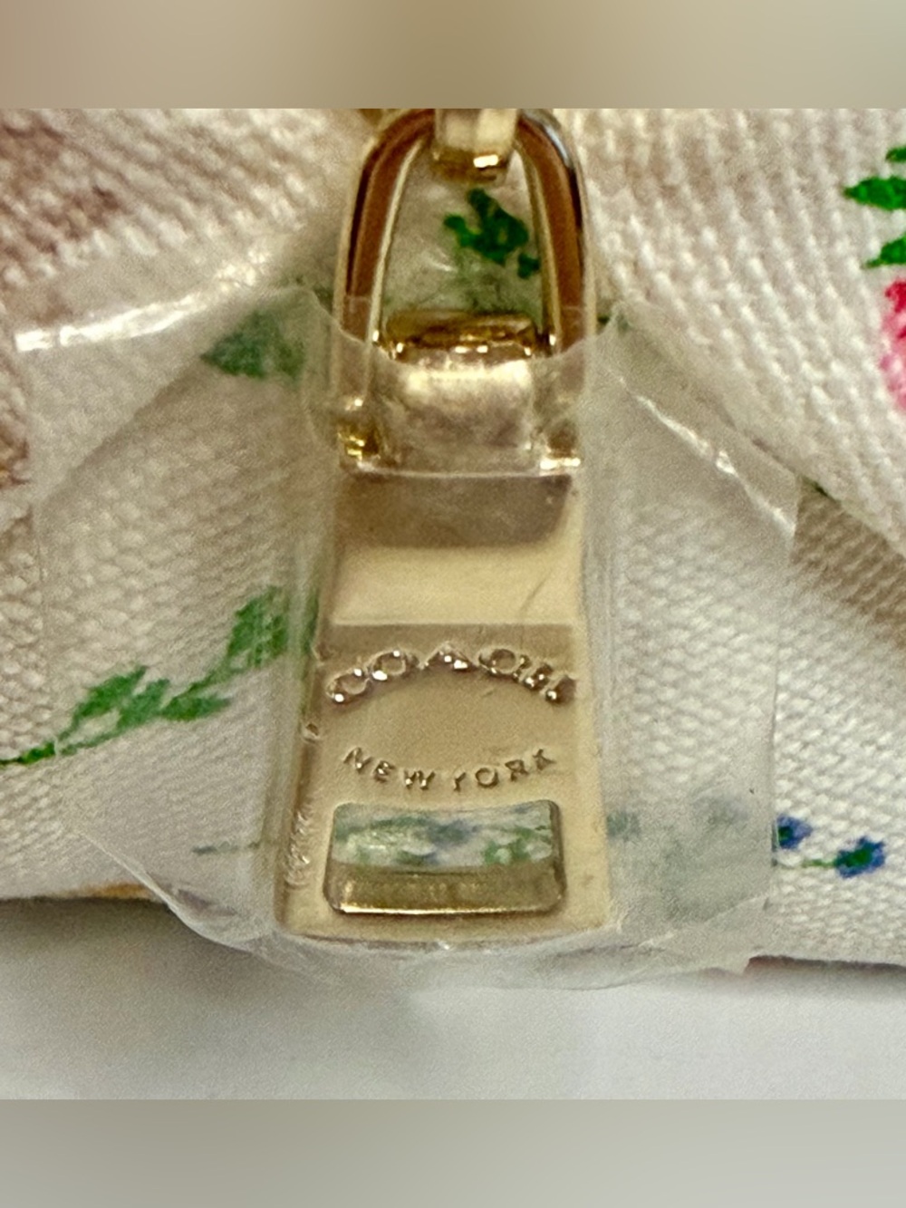 Coach Floral Fragrance Canvas Cosmetic Pouch in Cream with Multi-Color Blooms - Picture 10 of 10
